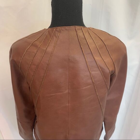 DANIER Brown leather moto jacket size XS - Picture 5 of 12